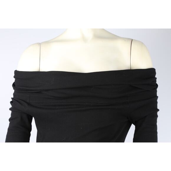 ROSETTA GETTY T-Shirt Black Cotton Off Shoulder Long Sleeve Stretch Size S - Picture 11 of 14